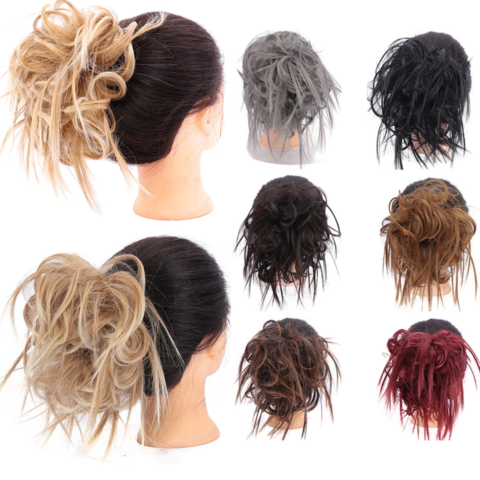 LUPU-Chignon de cheveux bouclés et salis | Extension de cheveux extensible pour femmes, Extension de cheveux couleur Ombre pour femmes