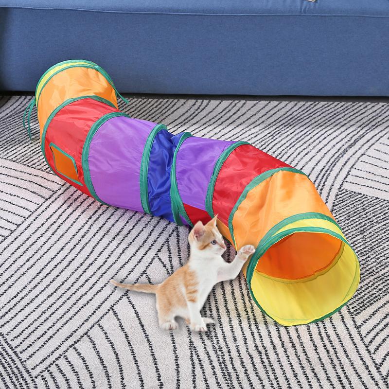 S-vormige regenboog kattentunnelbuis speelgoed voor katten en kittens, opvouwbaar interactief speelgoed voor kittens, huisdierbenodigdheden