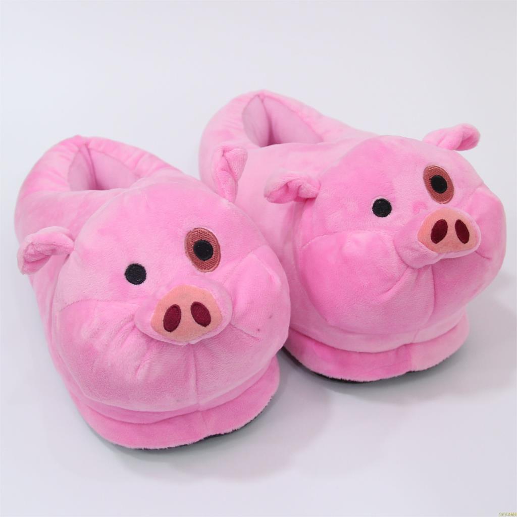 TILEZE Winter Slippers Roze Pluizige Varken Schoenen Vrouwen Glijden Dier Binnen Huis Bont Warme Katoenen Schoenen Meisjes Piggy Schoenen, Roze