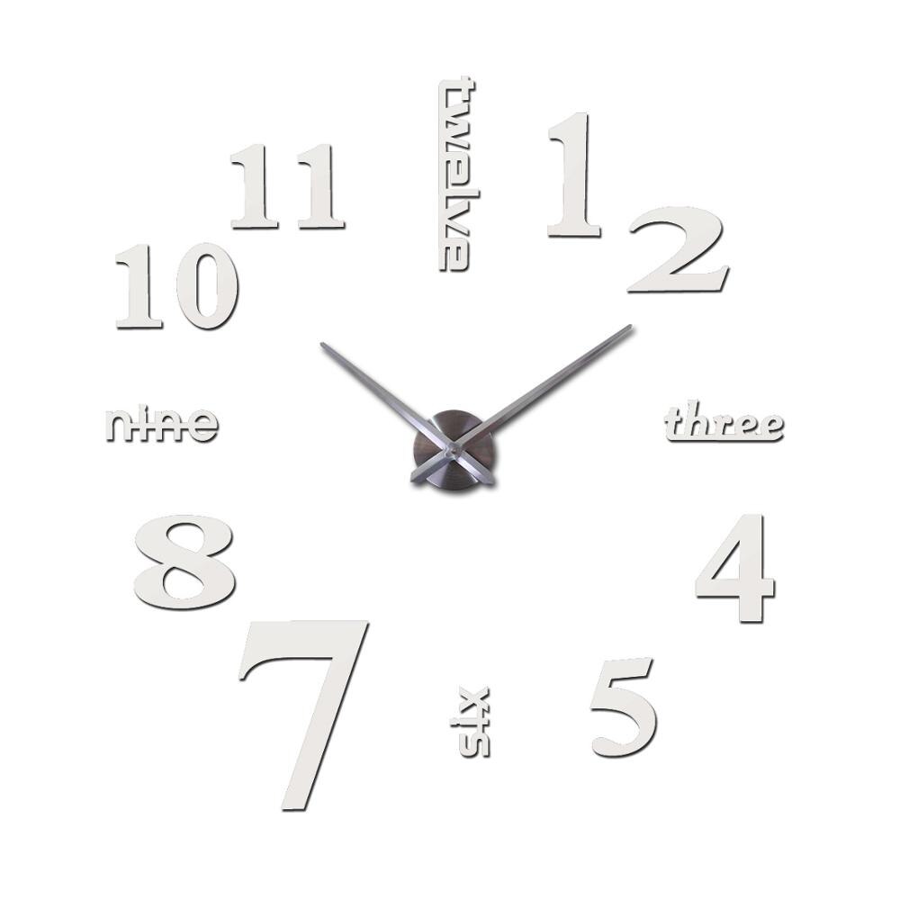 Horloge à Quartz pour montres de | Autocollant mural 3d, grand format, miroir ruché, moderne, tendance, , bricolage: WHITE / 47inch