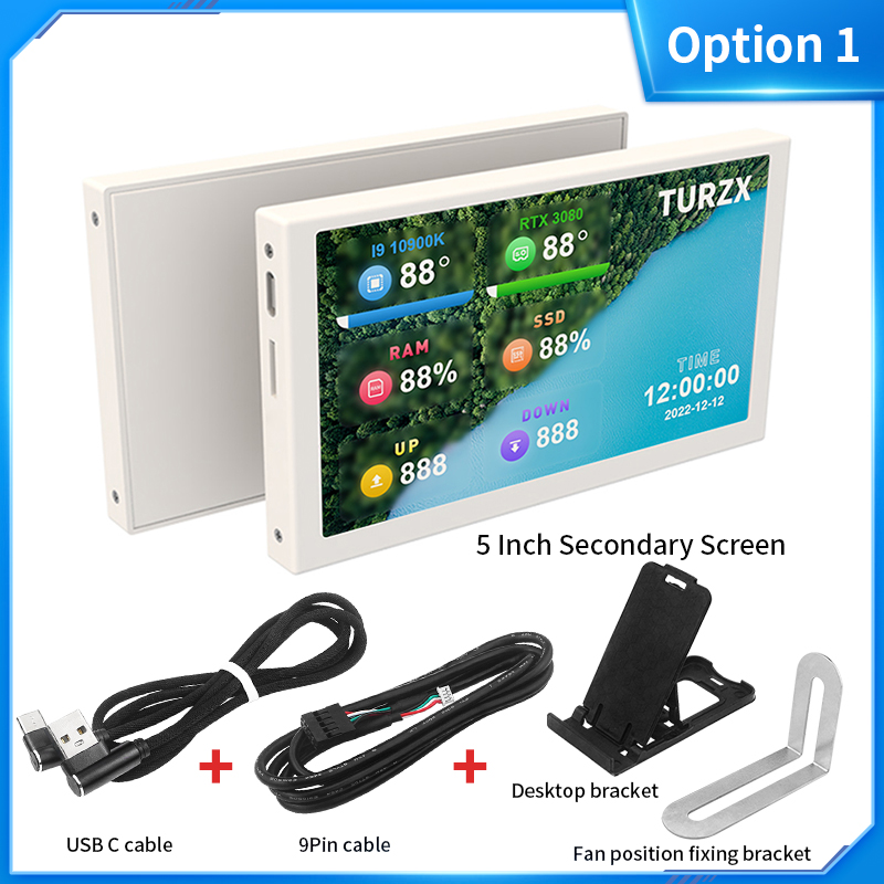 5-Zoll-USB-C-Sekundärbildschirm IPS 800 x 480 LCD-Computer-Hardware-Monitor, kein AIDA64-Display erforderlich, mit Gehäuse aus Aluminiumlegierung: YELLOW