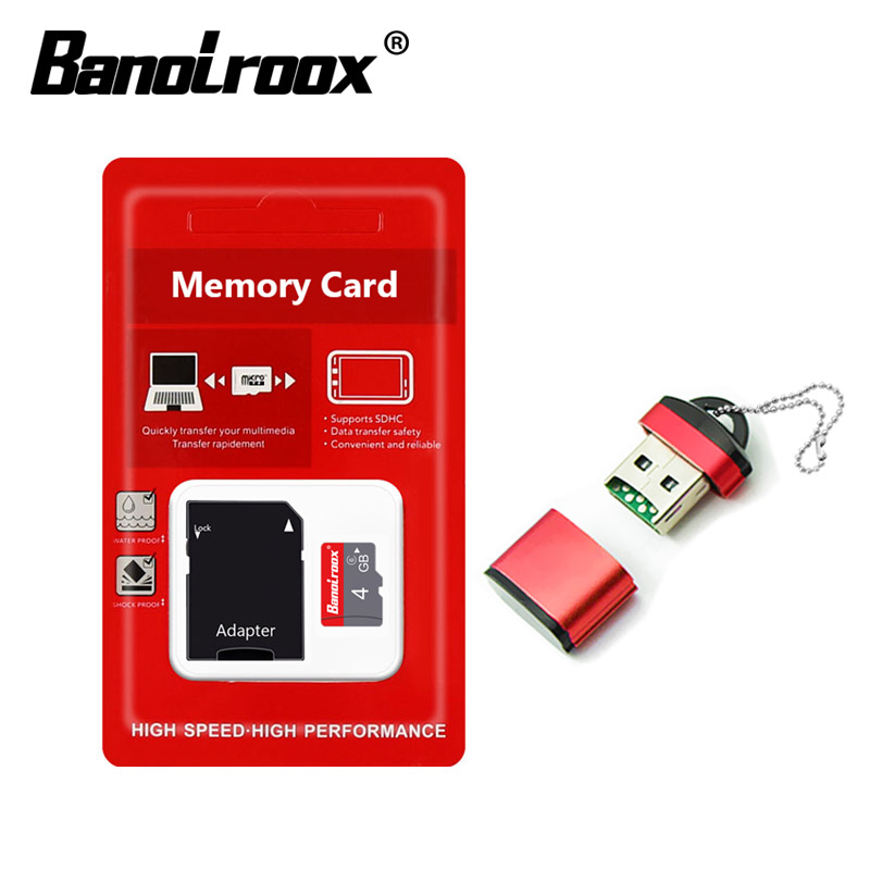 Banolroox C10 Origina Micro Sd-kaart 128Gb 64Gb 32Gb Geheugenkaart Flash Usb 16Gb 8Gb microsd Mini Tf Kaart Met Adapter Kaartlezer: 4gb with reader