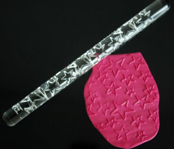 Transparant Embossing Acryl Rolling Pin Geweven Embossing Fondant Taart Decoratie Roller Pastry Bakken Tools 16x1 cm: 5