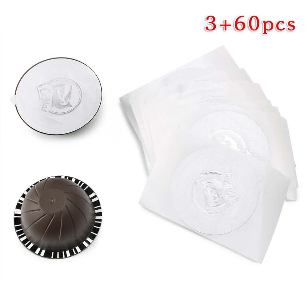 Herbruikbare Koffie Capsule Pod 3x Cup Body + 60x Aluminiumfolie Voor Nespresso Vertuo Vervangen Huishoudelijke Benodigdheden