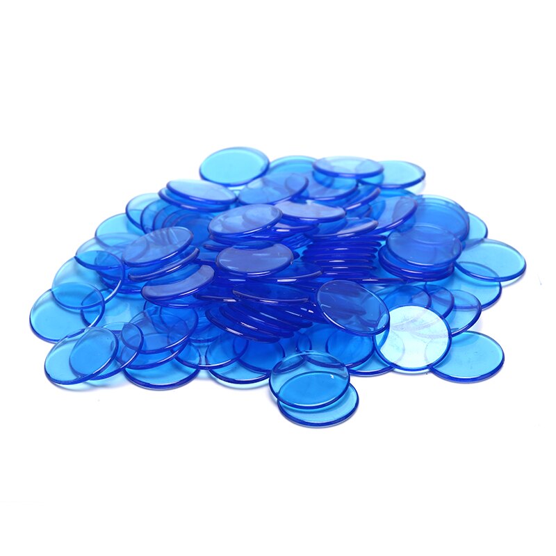 100 stk tæller plastik poker chips casino karneval bingo markører token sjov familie klub brætspil legetøj 8 farver: Blå
