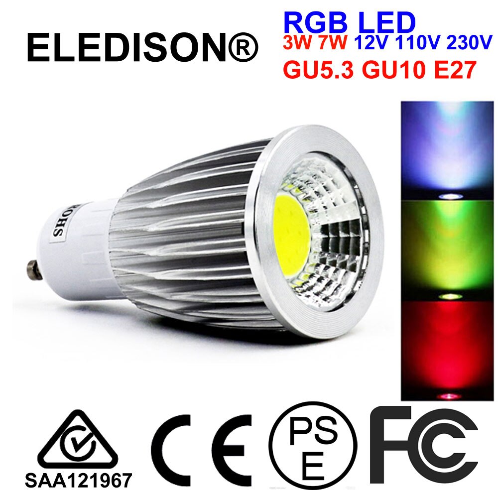 Led pære  gu5.3 mr16 blå grøn røde farver 12v 24v 230v til natbar hotel gårdhave underjordisk cafe natbelysning