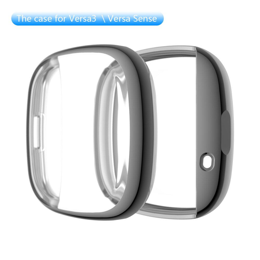 Blødt tpu etui til fitbit versa 3 / fitbit sense vandtæt ur skal cover skærmbeskytter til fitbit versa 3 fuld cover cover: Grå / Fitbit fornuft