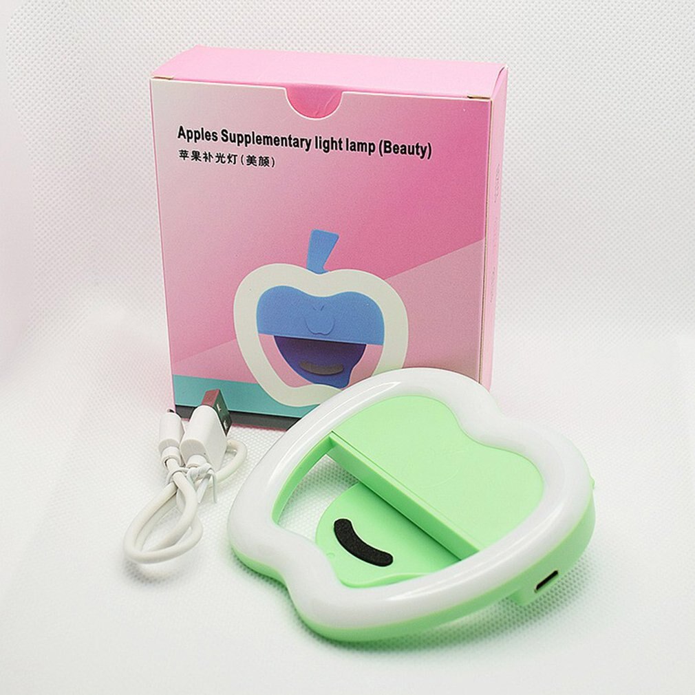 Luz de relleno de teléfono móvil en forma de manzana, para teléfono móvil externo, Flash de selfi de belleza, redonda, luz duradera de relleno en vivo