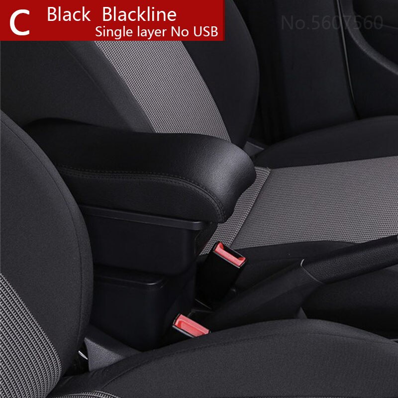 For VW Golf 6 Armrest box golf 5 Mk6 MK5 jetta 5 Interior special Retrofit parts Car Armrest box Center Storage box: C2 Black NO USB