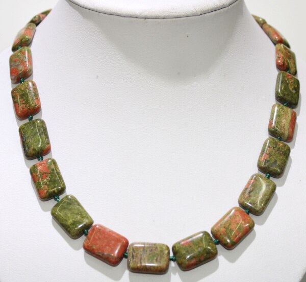 natural stone necklace crystal agates malachite tiger eye Square beads for women jewelry necklace vintage style 18 inches: NO.7