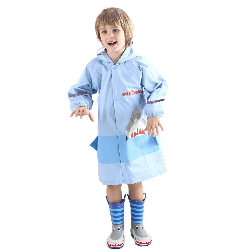 Kids Boy Girl Raincoat Rain Jacket Shark Lightweight Rainwear Rain Slicker