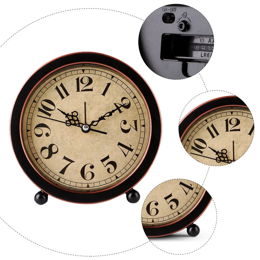Retro Alarm Clock Tabletop Clock Decorative Desktop Clock for Home Bedroom