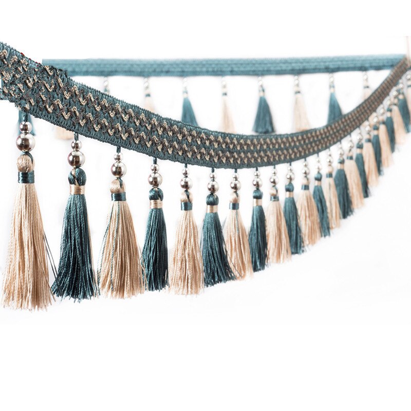 Cinta de ajuste de flecos para cortina, accesorio de decoración de encaje con cuentas para costura, 1 M, 6CM de ancho