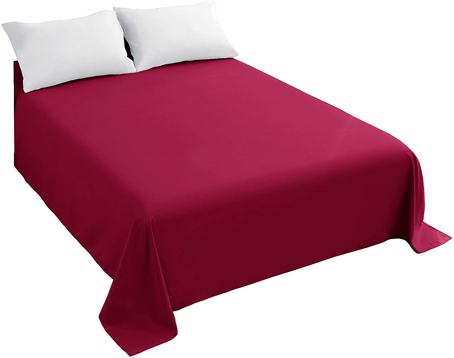 MICROFIBER Bed Sheet Bed King Queen Twin Size Bed Sheets Beds Fabric Single Double Sheet Home Sheets for Bed Flat Bed Sheet: Buregundy / Queen230x250cm
