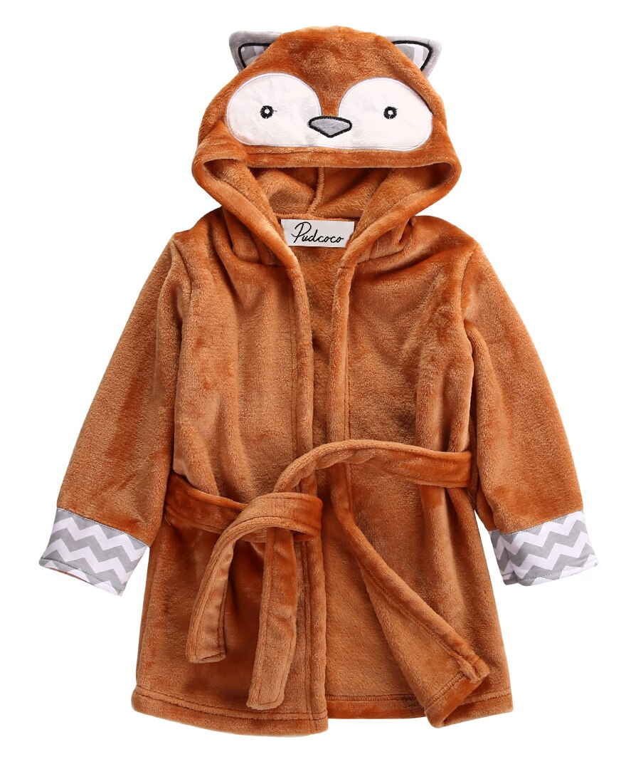 Pudcoco spädbarn bebisrockar tecknat småbarn bebis flicka pojkar kläder badhandduk korall fleece barn huva omlott badrock djur: Orange / 4