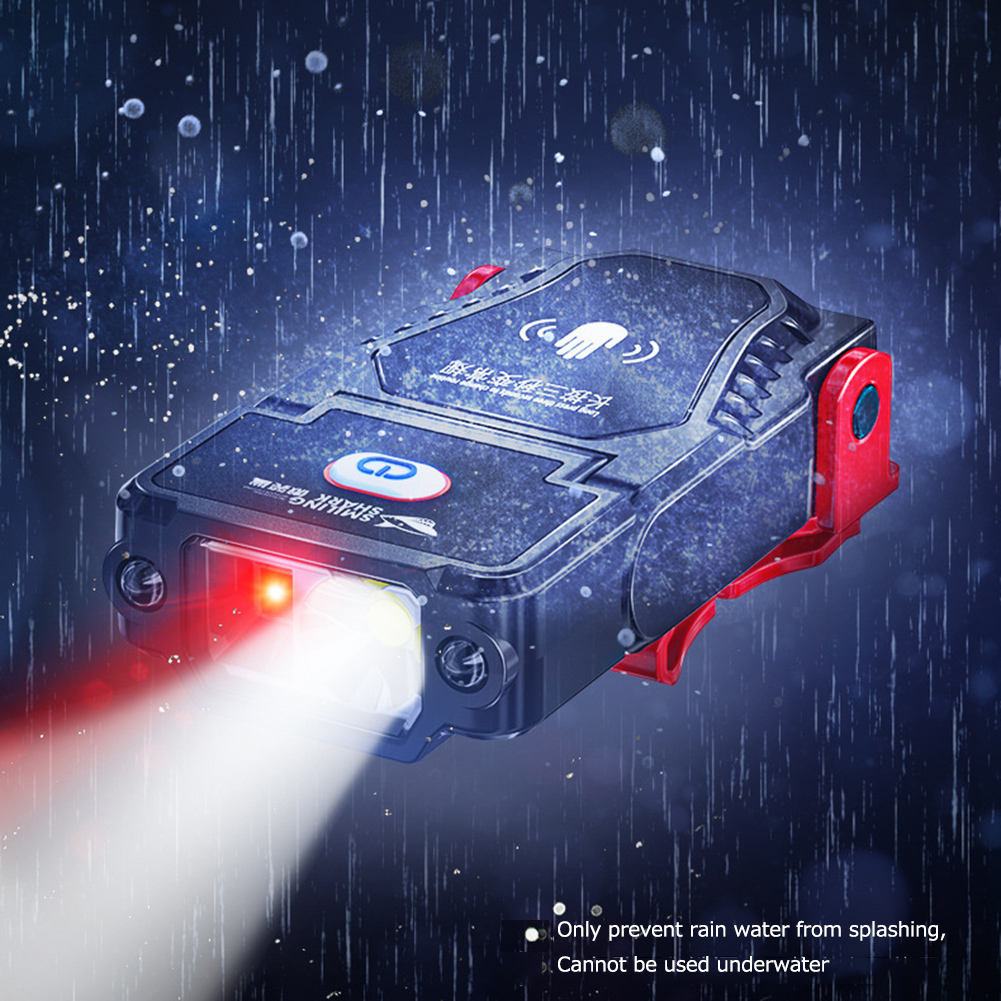 Linterna frontal de inducción LED portátil, recargable linterna de cabeza, Clip de sombrero, luz de Camping, Mini luz de trabajo al aire libre, lámpara de pesca