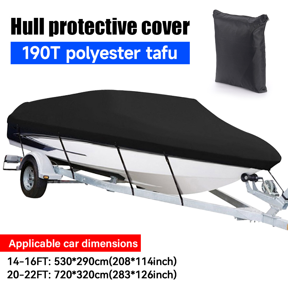 Boat Cover 190T 14-22FT Yacht Boat Cover Anti-UV Waterproof Outdoor Protection Heavy Duty Marine Fishing Speedboat