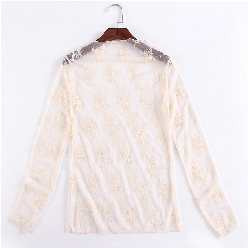 Netten, bottom shirts, lange mouwen, kant tops.: Beige