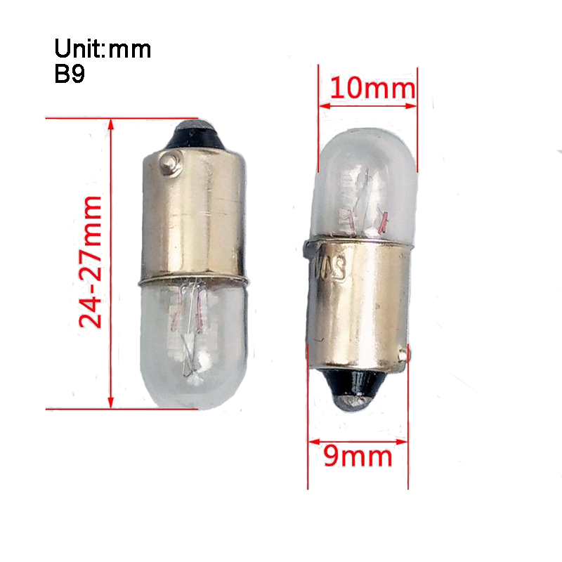 10 Uds E10 B9 6,3 V 12V 24V 30V 36V Mini bombilla para luz indicadora de máquina