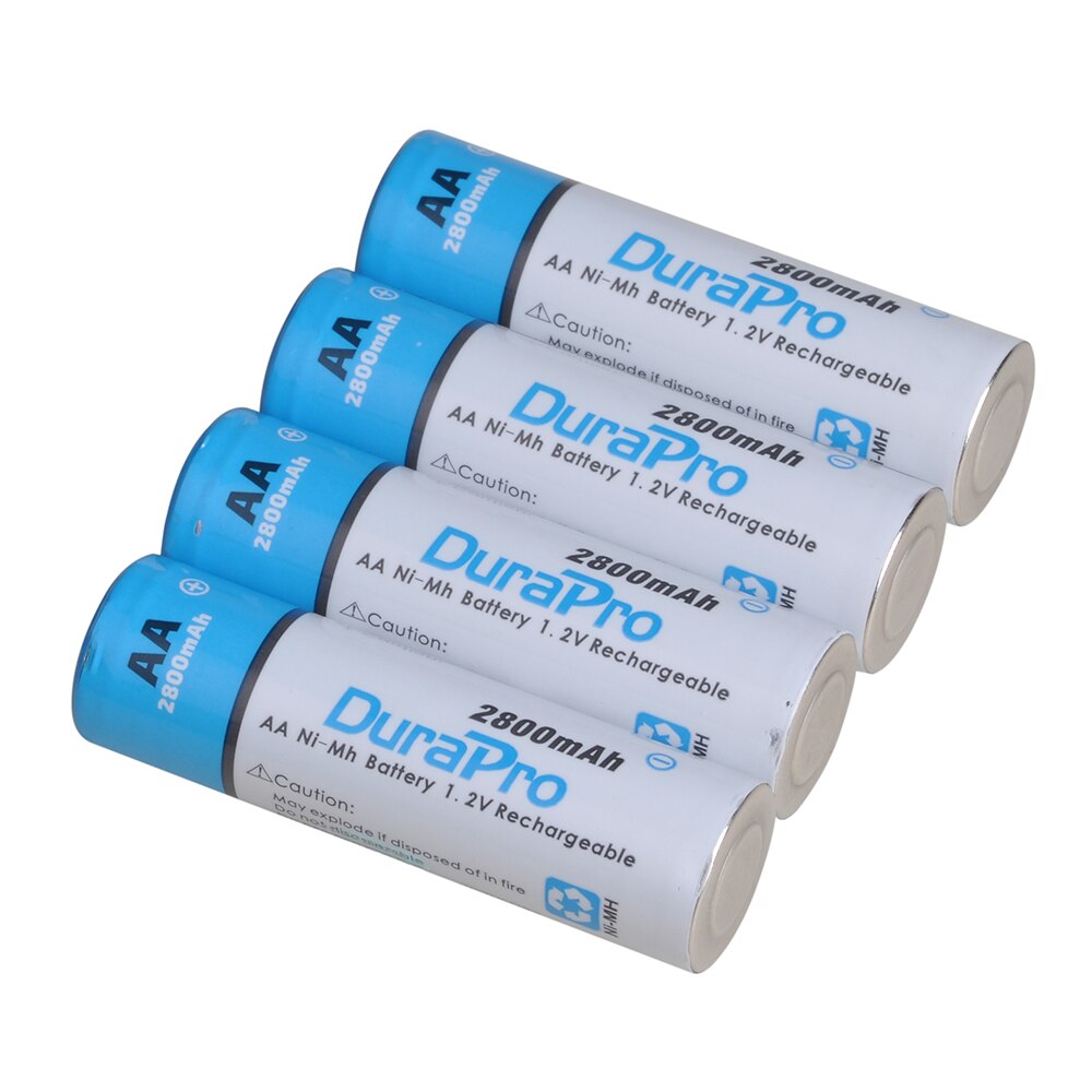 DuraPro 2800MAH AA or 1100mAH AAA Ni-MH Rechargeable Batteries for Camera, Calculator, MP3 Player ect: 4 AA