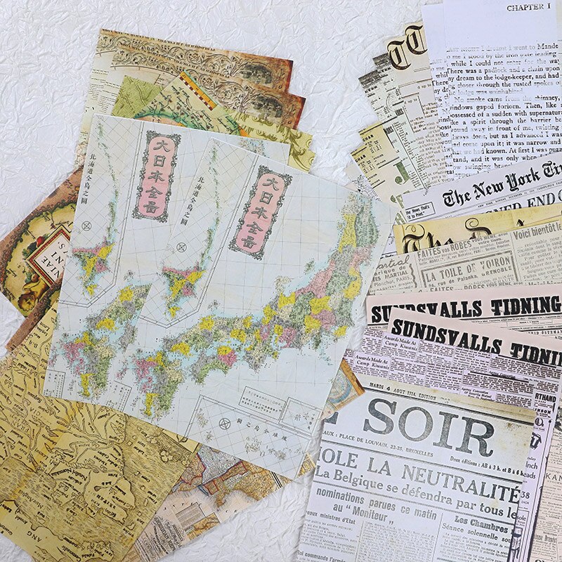 30 arkkia vintage vanha kirjan sivu materiaali paperi tee itse scrapbooking roskapäiväkirja pohja kollaasi kääre koristemateriaali paperi
