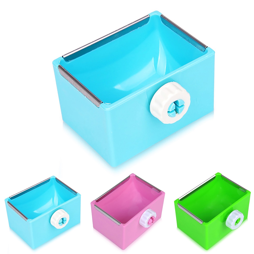 Pet Feeding Bowl Rectangle Plastic Fix Cage Food Water Feeder Bowl For Rabbits Cats Bird Pet Food Bowls