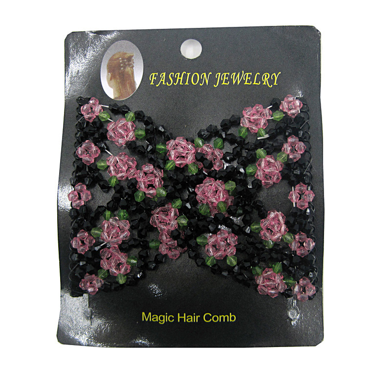 Peigne magique rétro à perles pour femmes, peigne coulissant en métal élastique, accessoires pour cheveux floraux, outil de coiffure, épingle à cheveux pour femmes: 15F