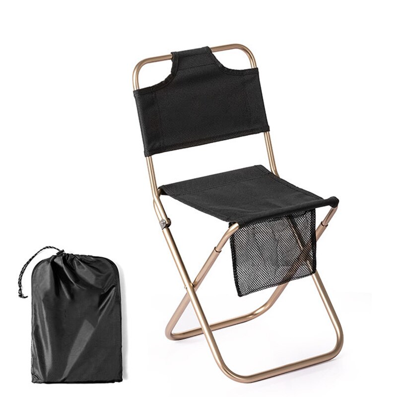 Folding Chair with Backrest Storage Pouch Portable Picnic Camping Fishing Foldable Stool HA