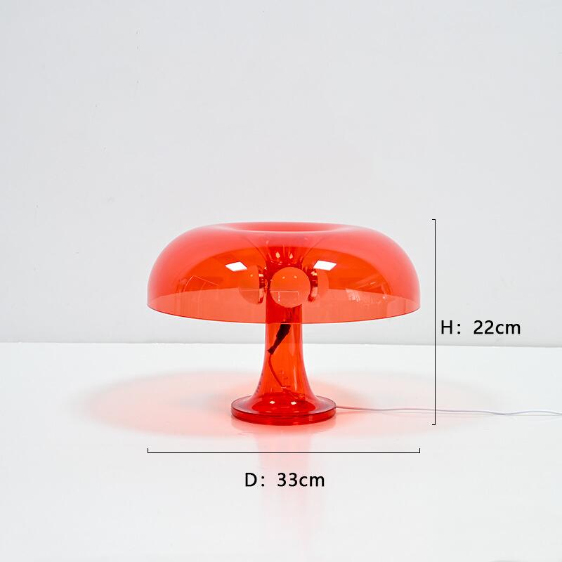 Nueva lámpara de mesa de hongos LED para decoración de hotel, dormitorio, sala de estar, iluminación minimalista moderna, luces creativas de escritorio: Azul / Rojo