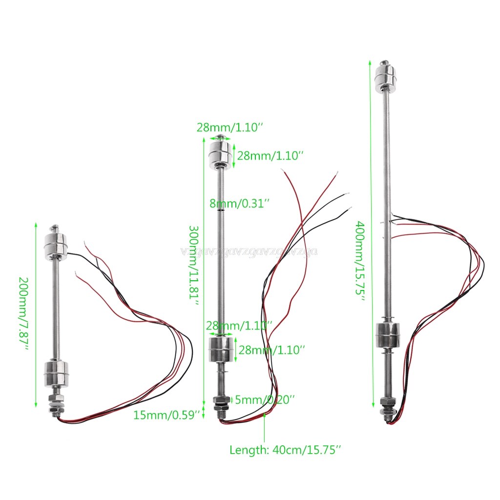 Stainless Steel Float Switch Tank Liquid Water Level Sensor Double Ball Float Switch Tank Pool Flow Sensors 200/300/400mm Au22