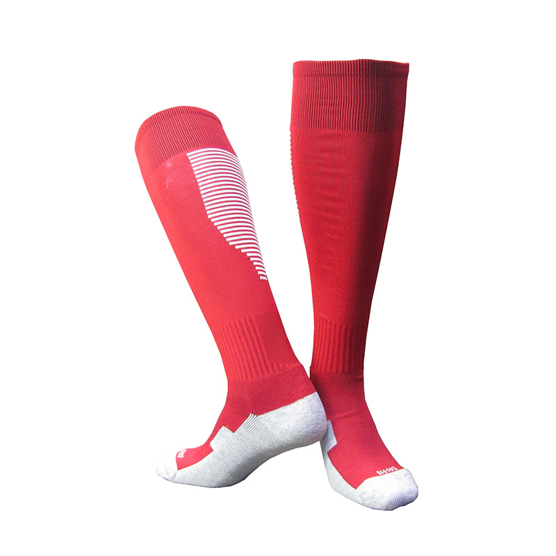 5 Pairs/lot Spring Autumn Sports Socks Men Football Socks Women's Towel Bottom Long Knees Breathable Basketball Socks HEQ550: Red white stripes