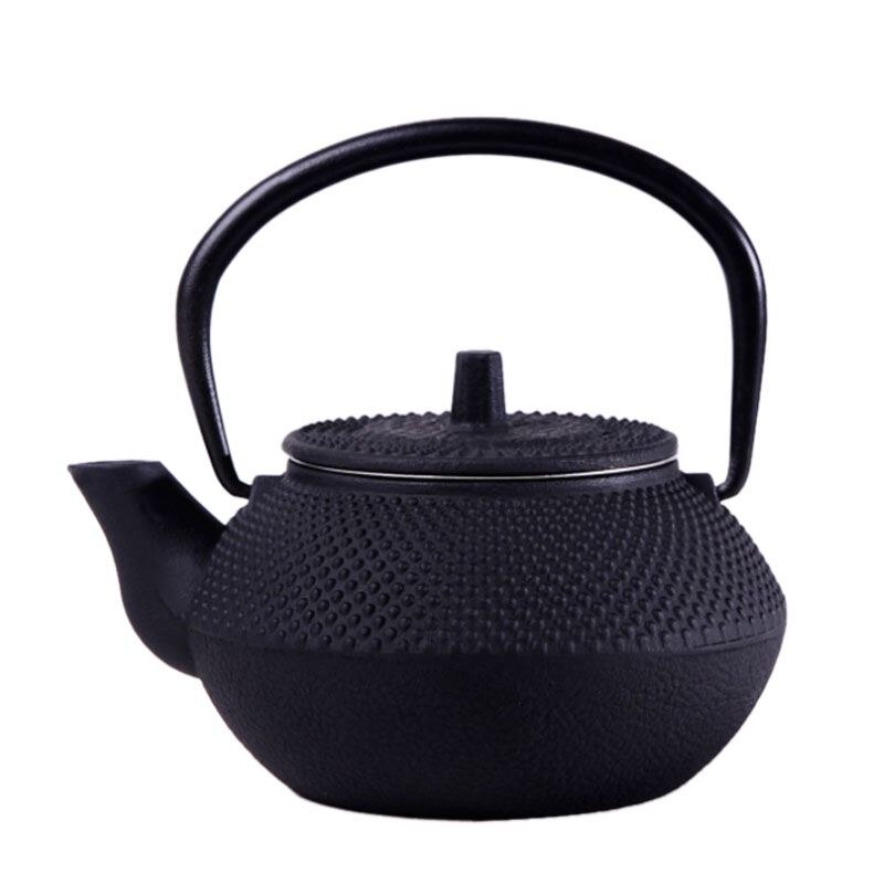 Style Cast Iron Kettle Teapot Comes With Strainer Tea Pot 300ml (Black): Default Title