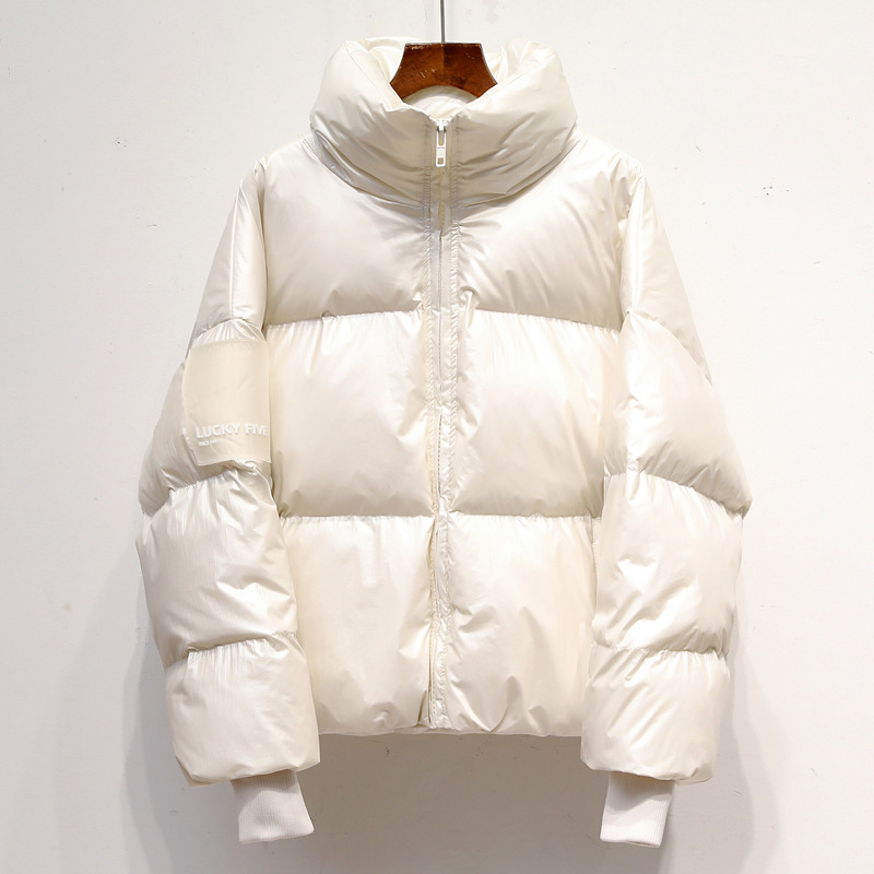 Dam ljus vattentät jacka parka vinter vindtät varm kvinnlig jacka vadderade dun bomull parkas dam kappa: Vit / L