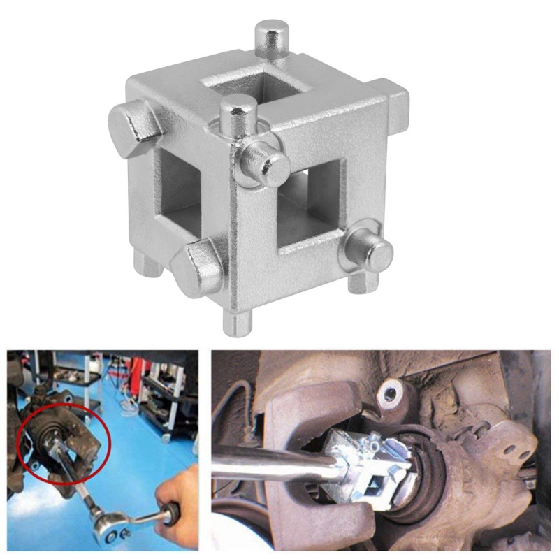Car Rear Disc Brake Piston Retractor Tool Wind Back Cube Calliper Adaptor Silver Car Accessories