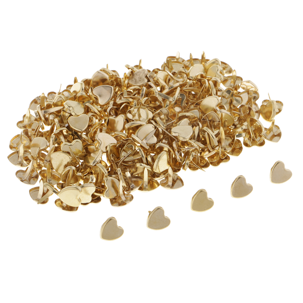Mini sujetadores de papel pequeños, 200 piezas, de Metal, hierro, para álbum de recortes, clavos en forma de corazón para manualidades, bricolaje
