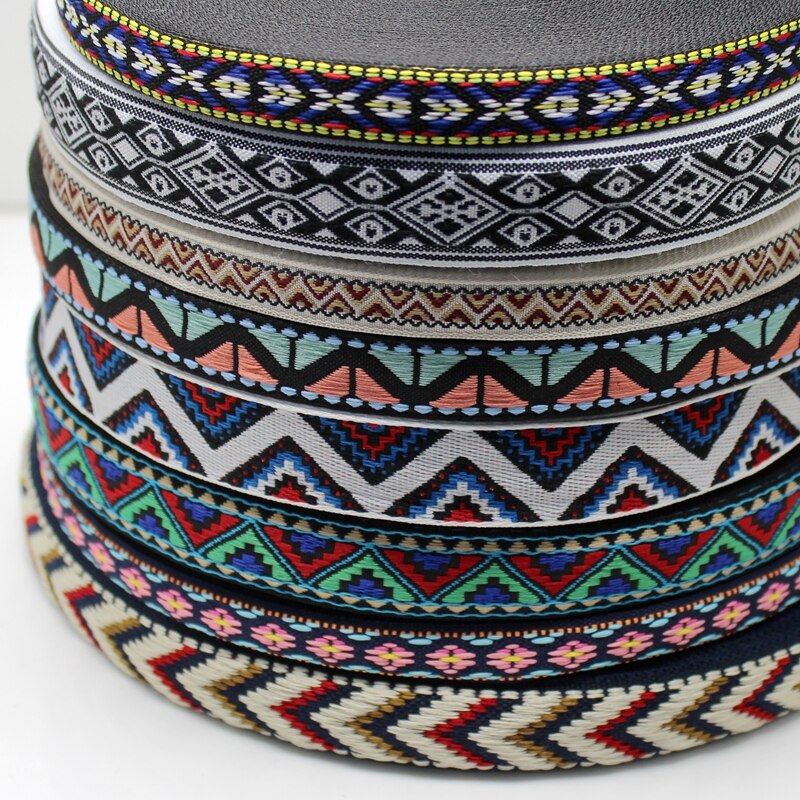 10yards/lot 10yards Ethnic Tape Jacquard Webbing Retro Customs Computer Embroidered Clothing Accessories polyester straps