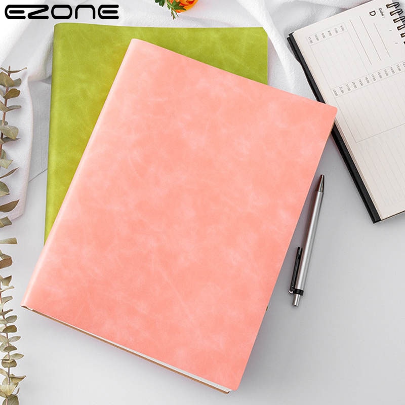 EZONE-Cuaderno de 208 páginas A4, libreta gruesa, cuaderno grande, diario de cuero suave, material escolar y de oficina, papelería