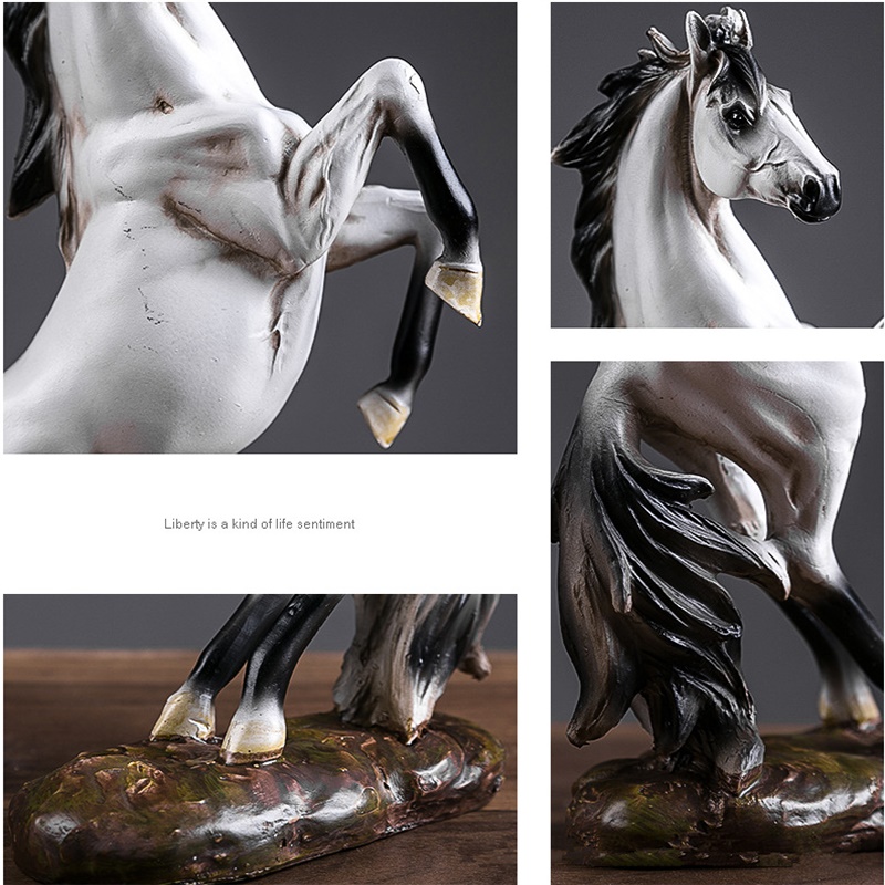 European War Horse Sculpture Statue Resin Home Decoration Accessories Domineering Animal Statue Modern Craft Statue