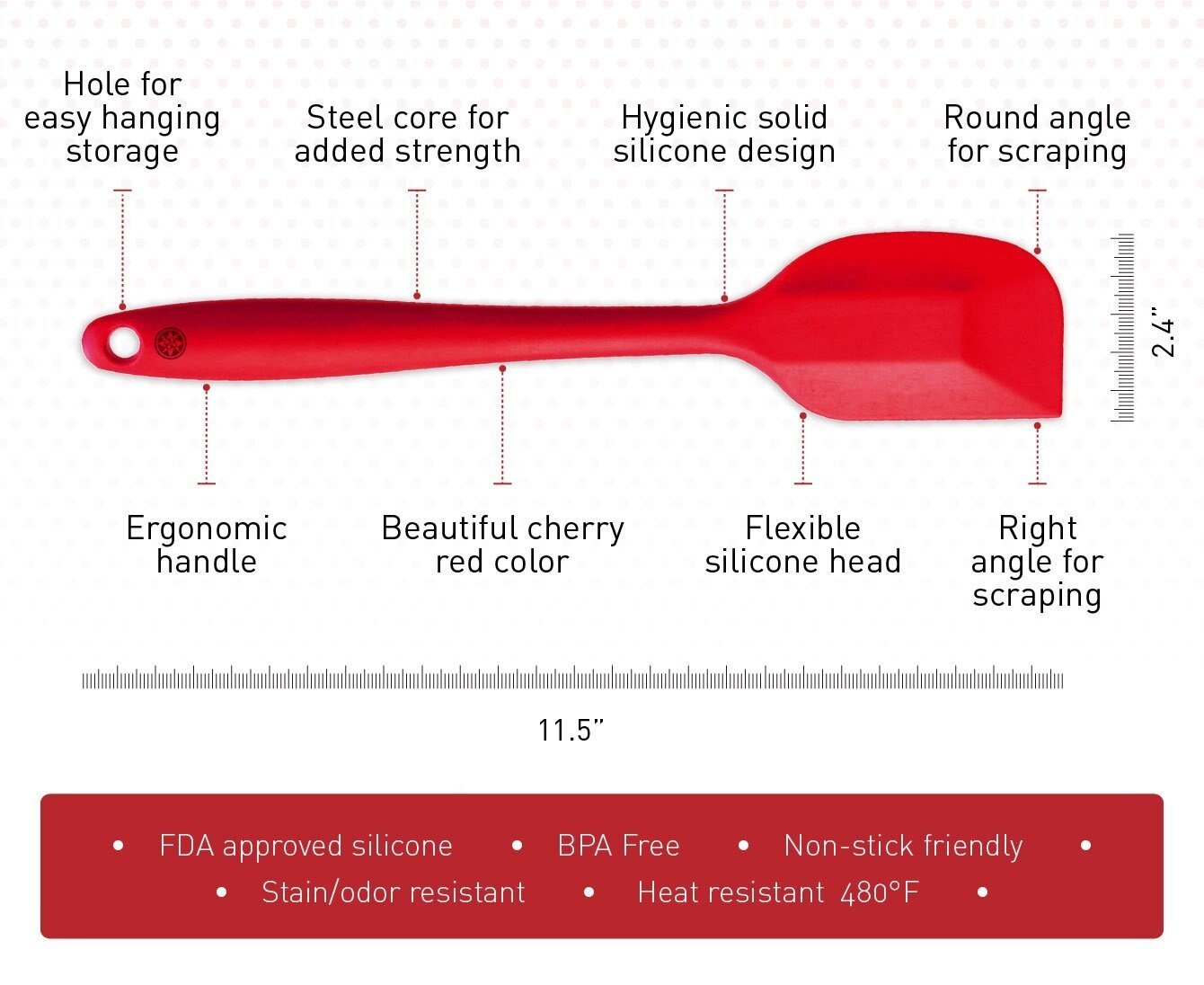 FDA Approved Silicone Cooking Tools Silicone Kitchen Utensils Set (5 Piece) in Hygienic Solid Coating