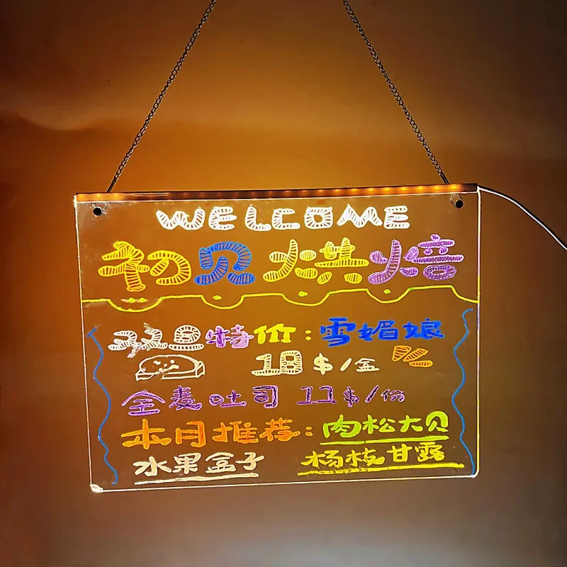 Löschbare, transparente, leuchtende Schreibtafel aus Acryl, LED-Leuchtstofftafel, Handschrifttafel, grenzüberschreitend: Licht Grün