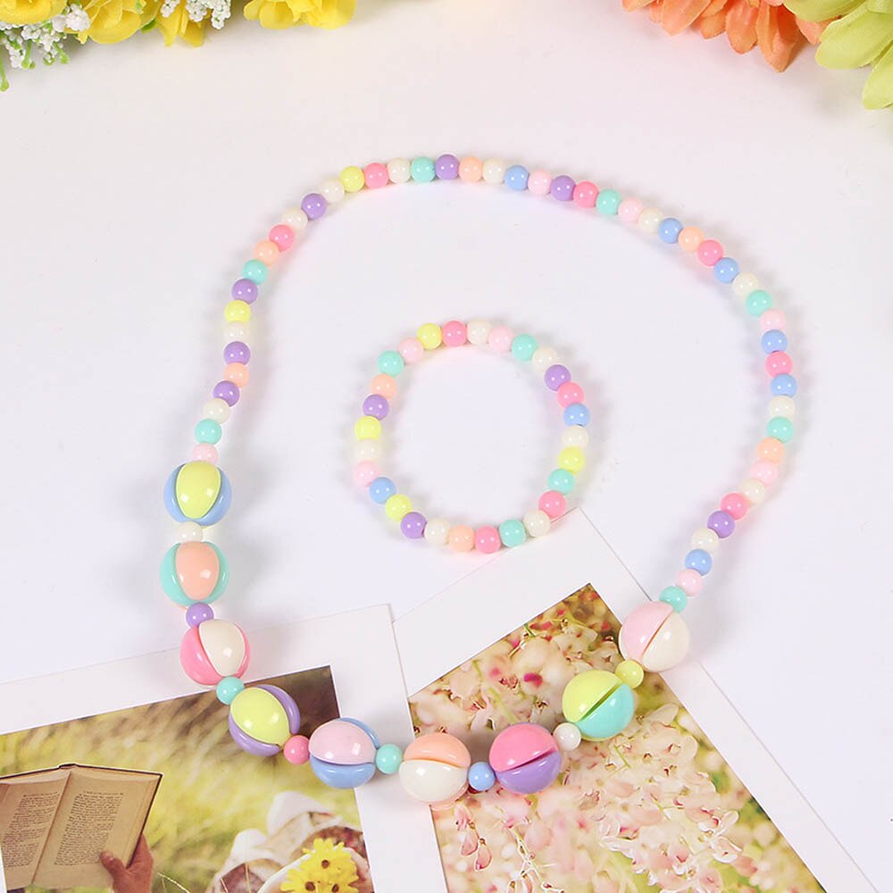 Nouvelle belle fille enfants soleil fleur collier Bracelet Earclip Imitation perles fleur enfants ensembles accessoires: colorful bead