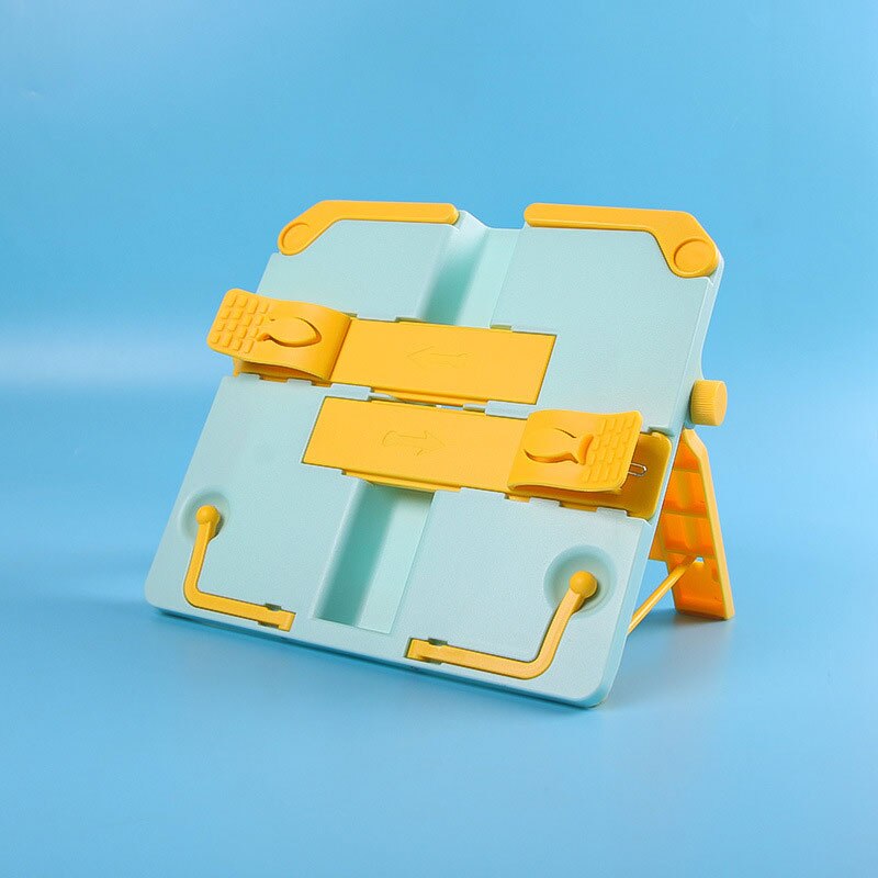 Support de livre réglable en hauteur et en Angle, avec trombones, pour grands, lourds, manuels, livres de musique: Blueyellow