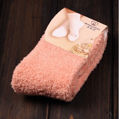 Calcetines cálidos de felpa para mujer, calcetín polar, Coral, Color caramelo, 1 par: C18