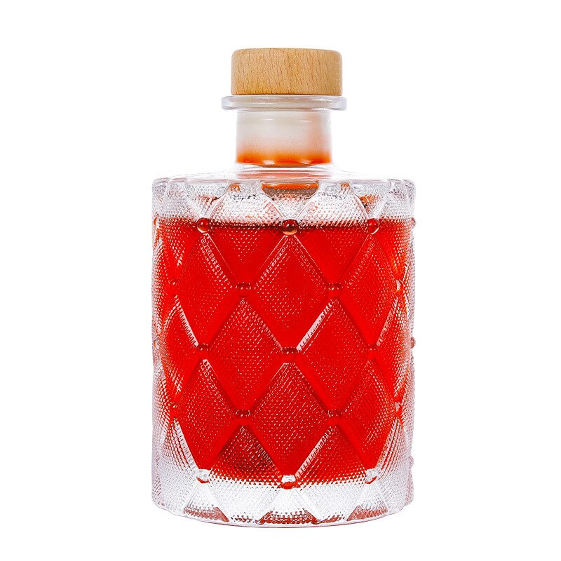 140-250ml Mini Diamond-Shaped Small Wine Bottle with Cork Stripes Whiskey Brandy Vodka Shochu Fruit Wine Hip Flask Decanter