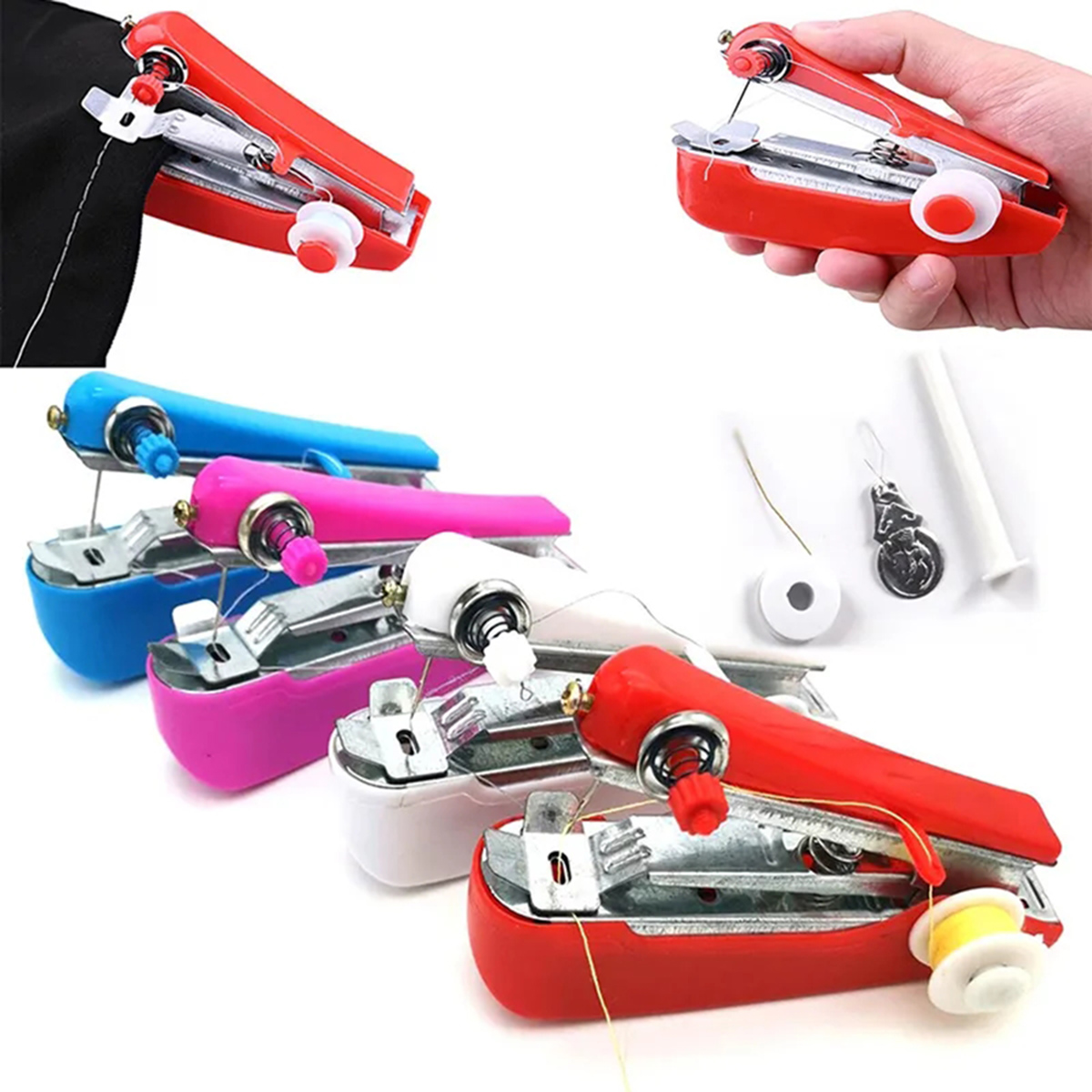 Mini máquina de coser Manual para el hogar, Kit de costura multifuncional, portátil, de bolsillo, 4 colores disponibles