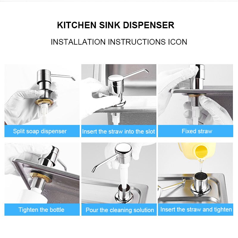 Black Stainless Steel Deck Mounted Kitchen Soap Dispensers for Kitchen Built in Counter Top Dispenser