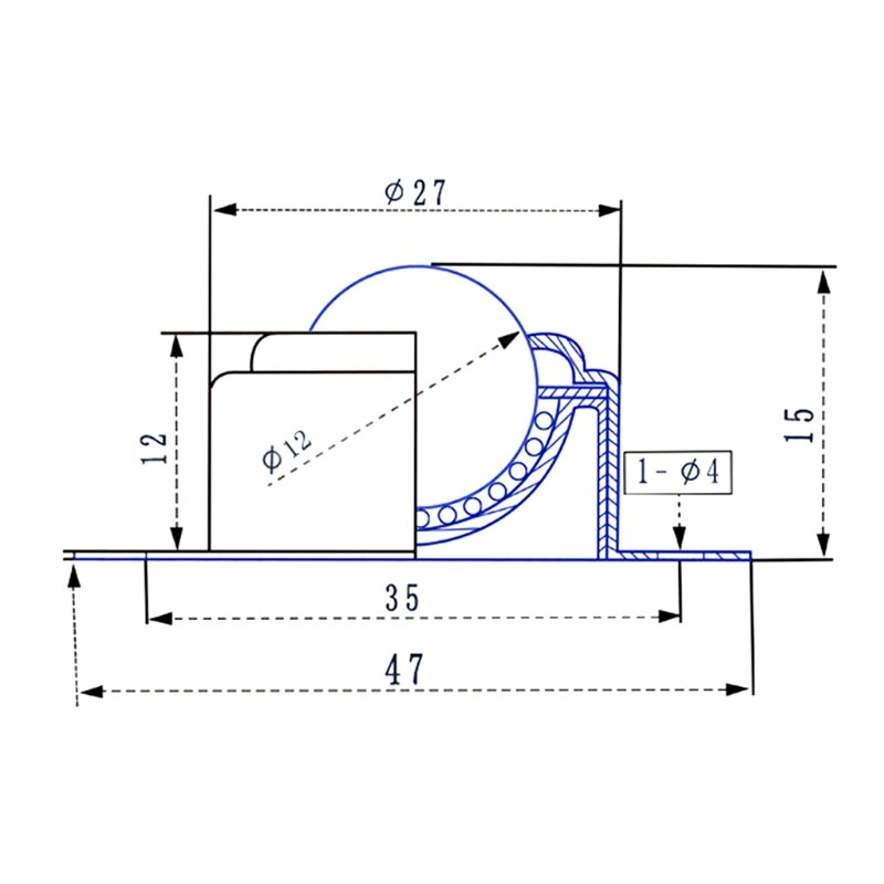 Roller Bal Transfer Bearing Universa Caster Schroef Gemonteerd Ronde Bal Stier Wiel