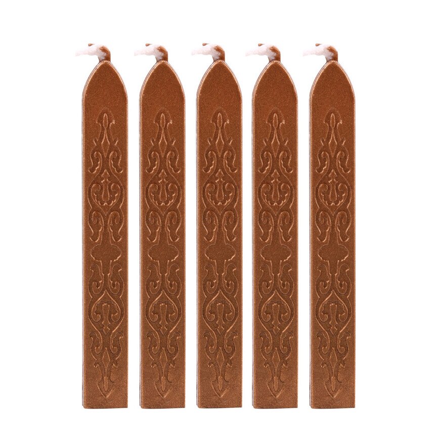 Bâtons de cire pour scellage | Sceau manuscrit doré Vintage de 5 pièces, mèches pour courrier affranchissement bureau 85*10*10mm