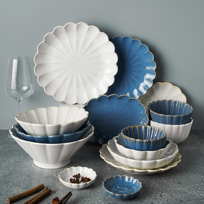 1 Pc Japanse Servies Keramische Wit Blauw Diner Plaat Serveren Gerechten Rijst Ramekin Saus Kom Magnetron Veilig