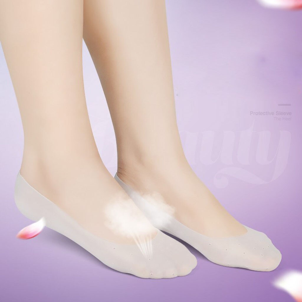 1Pair Gel Sock Silicone Foot Care Tool Feet Protector Pain Relief Crack Prevention Moisturize Dead Skin Removal Sock #916: white L